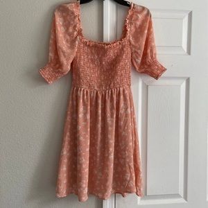 Spring floral pink dress